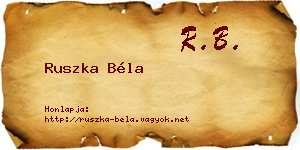 Ruszka Béla névjegykártya